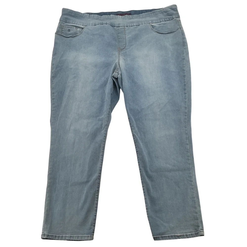 Gloria Vanderbilt Amanda Pull On Jeans Womens 26W Light Wash High Rise Tapered